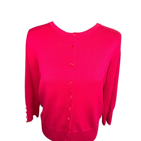 NWT Grace The Perfect Fit Red Bugtton Cardigan Sweater L City Preppy Academic - Picture 8 of 10